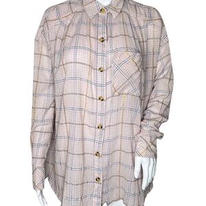 Free People Plaid Button-Up Shirt